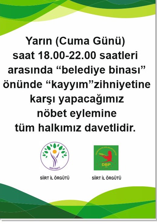 Siirt’te Kayyum Nöbeti | Siirt Olay Haber Siirt’te Kayyum Nöbeti | Siirt Olay Haber
