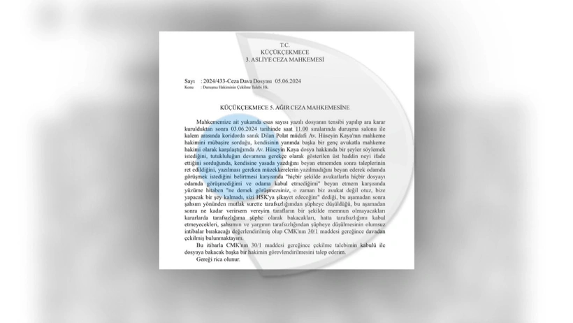 Dilan Polat ve Engin Polat'ı Yargılayan Hakim Davadan Çekilme Dilekçesi Verdi | Siirt Olay Haber Dilan Polat ve Engin Polat'ı Yargılayan Hakim Davadan Çekilme Dilekçesi Verdi | Siirt Olay Haber