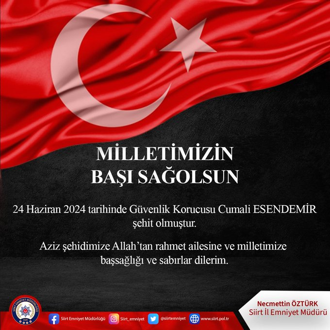 Siirt Emniyetinden Taziye Mesajı | Siirt Olay Haber Siirt Emniyetinden Taziye Mesajı | Siirt Olay Haber