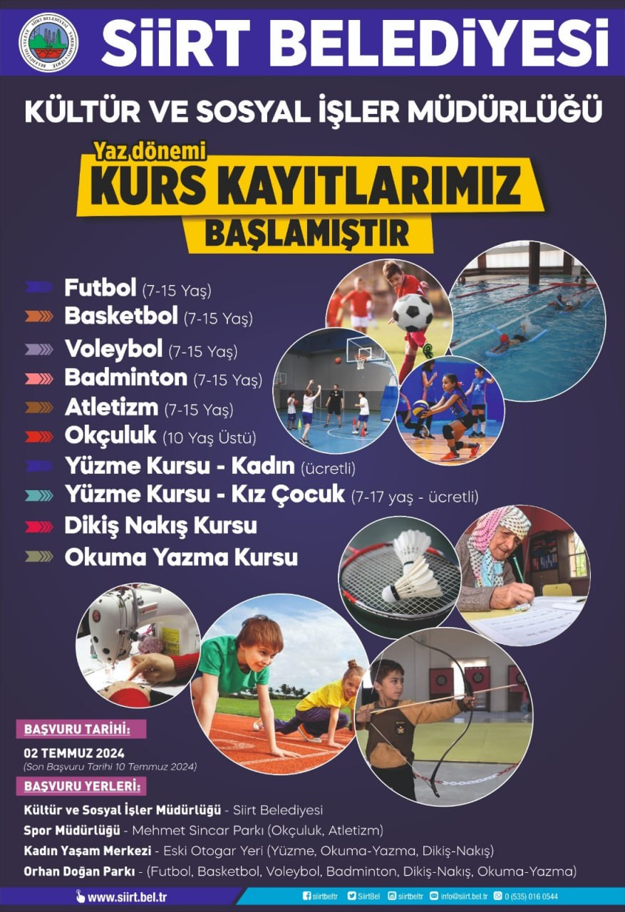Siirt Belediyesi'nden Çeşitli Kurslar için Kayıtlar Başladı | Siirt Olay Haber Siirt Belediyesi'nden Çeşitli Kurslar için Kayıtlar Başladı | Siirt Olay Haber