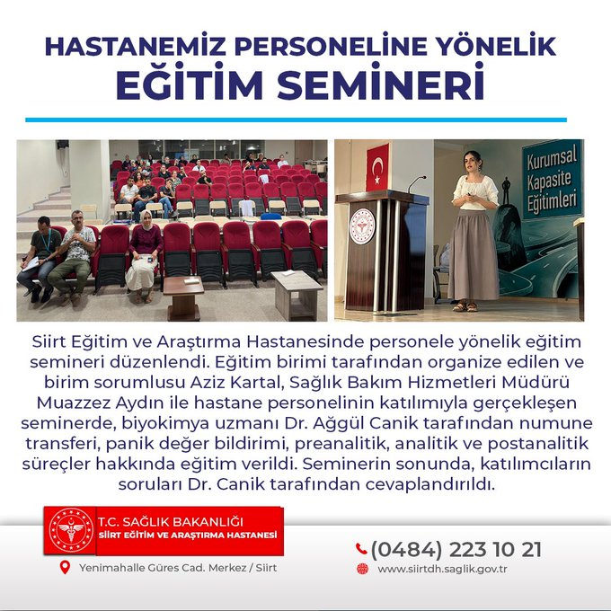 Siirt Eğitim ve Araştırma Hastanesi'nde Eğitim Semineri Düzenlendi | Siirt Olay Haber Siirt Eğitim ve Araştırma Hastanesi'nde Eğitim Semineri Düzenlendi | Siirt Olay Haber