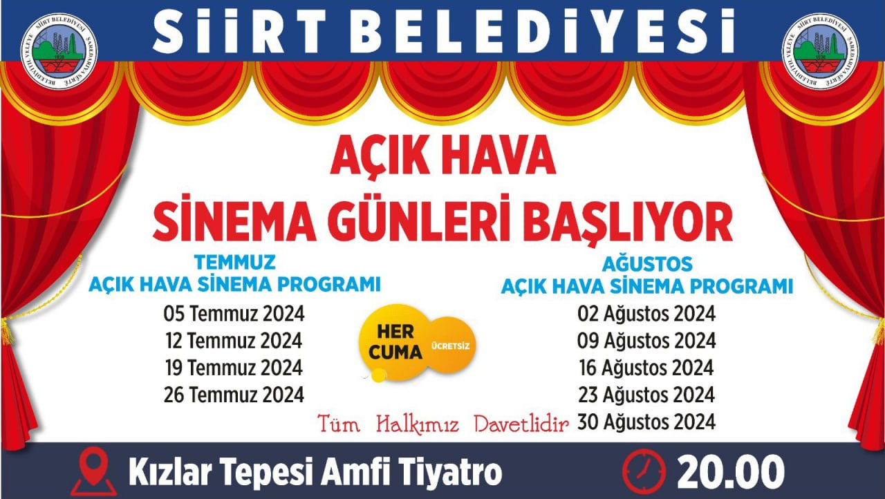 Siirt’te Açık Hava Sinema Keyfi Başlıyor! | Siirt Olay Haber Siirt’te Açık Hava Sinema Keyfi Başlıyor! | Siirt Olay Haber