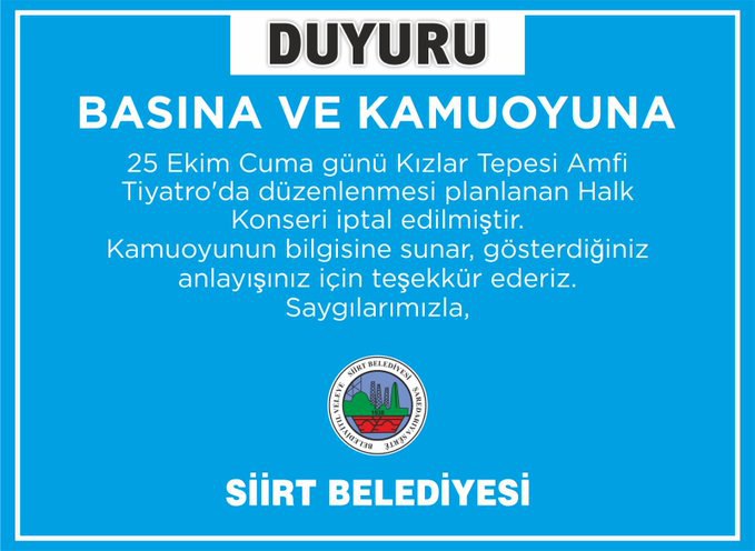 Siirt Belediyesinden Duyuru