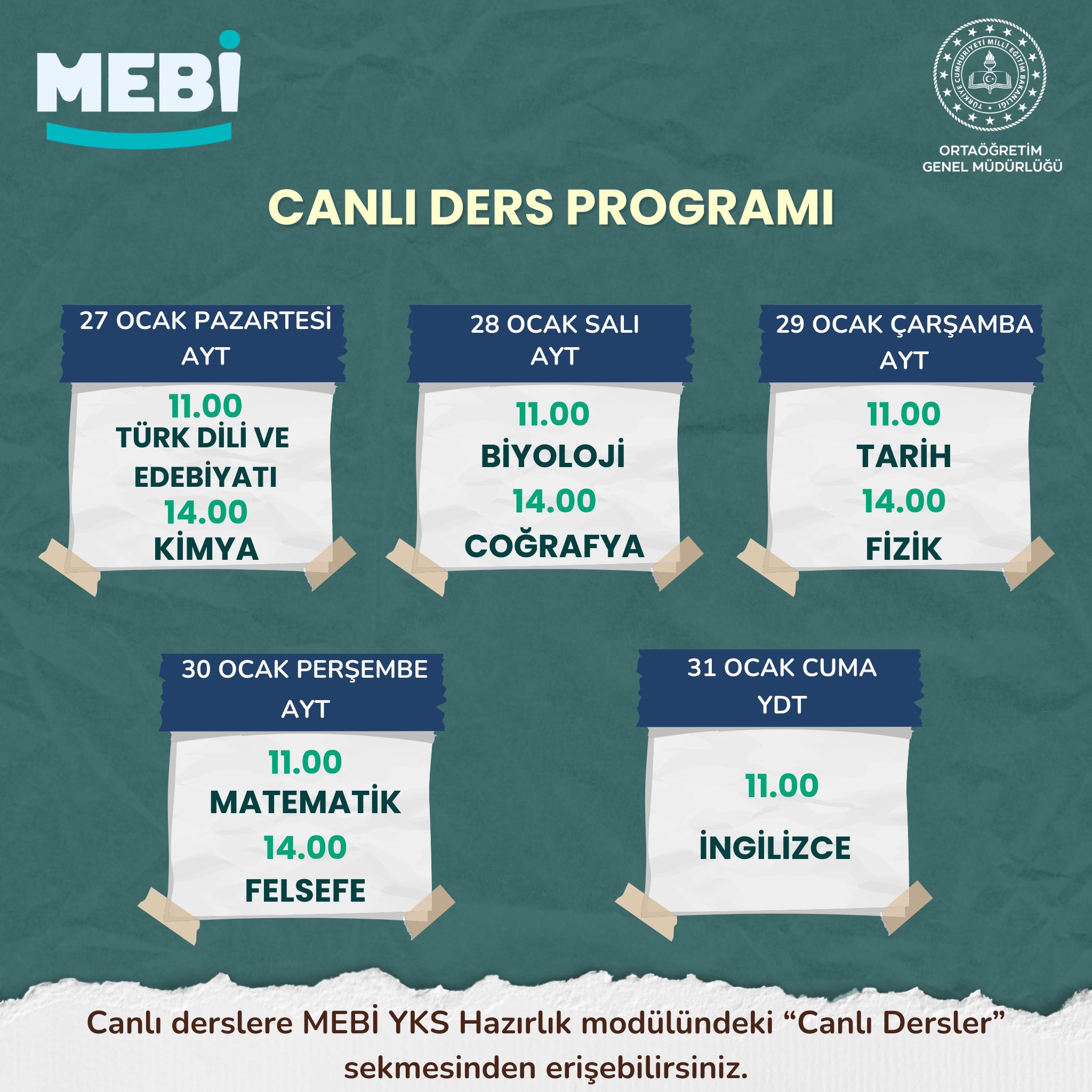 Siirt  MEM’nden MEBİ Canlı Ders Duyurusu