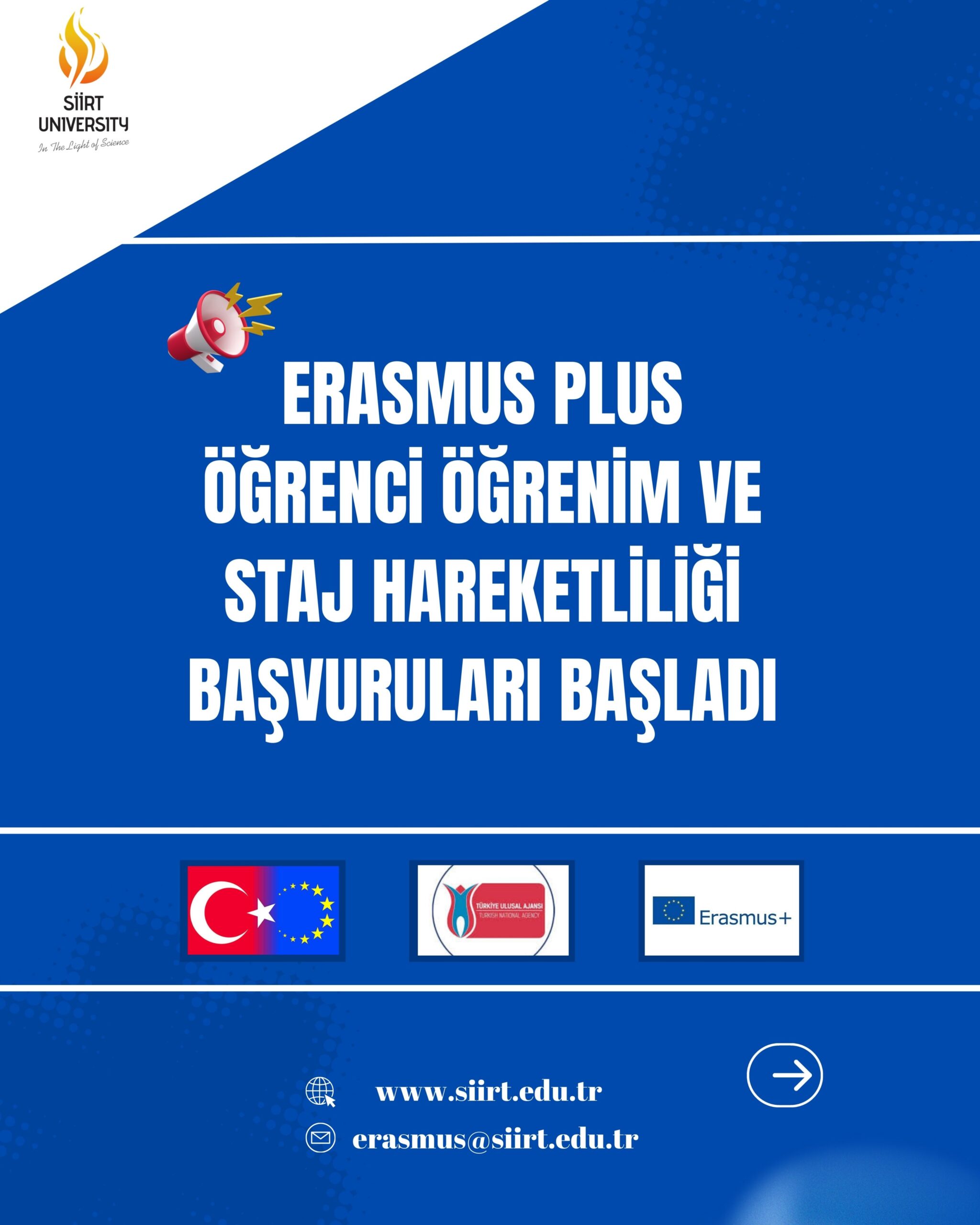 Siirt Üniversitesi’nde Erasmus+ Öğrenci Hareketliliği Başvuruları Başladı