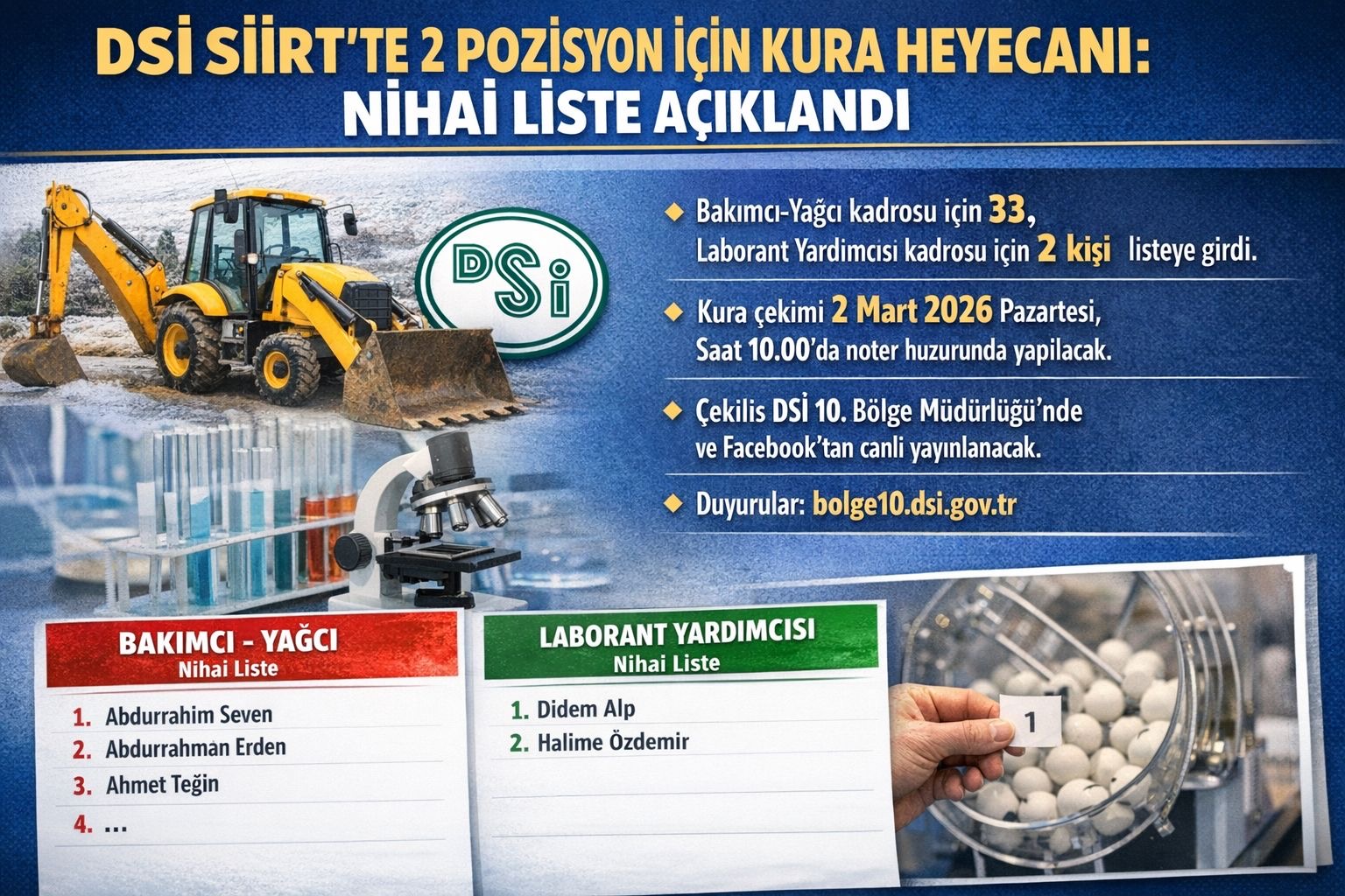 DSİ Siirt İşçi Alımı Kurası İçin Nihai Liste Açıklandı